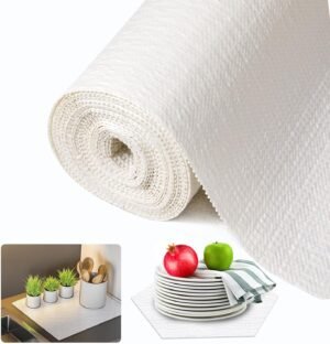 Shelf and Drawer Liner for Kitchen Cabinet, Non Adhesive Non Slip Shelf Paper Waterproof Washable Thickened for Dresser Pantry Shelve Bathroom Protector Liner(White,12 in x 10 FT)