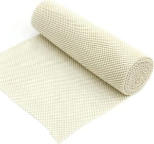 Shelf Liner Non-Adhesive 12in x 20ft,Strong Grip Non Slip Shelving Liner for kichen cabinets,Easy Install Storage,Drawers,Shelves kitchenware Tableware White Liners (White, 15.7" x5ft)