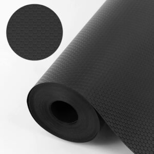 Shelf Liner for Cabinets, Drawer 11.8 Inch x 4.9 Feet, Non Adhesive EVA Plastic Waterproof Protectors Mats for Kitchen, Pantry, Bathroom Closet, Cupboard, Black