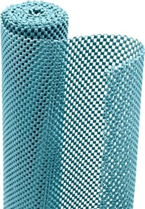 Premium Grip Shelf Liner - 18 Inch x 8 Feet - Non Adhesive, Strong Grip Bottom, Easy Clean Kitchen Drawer, Cabinet, Cupboard Dresser Protector Cover, Non Slip Rubber Mat - Teal Blue